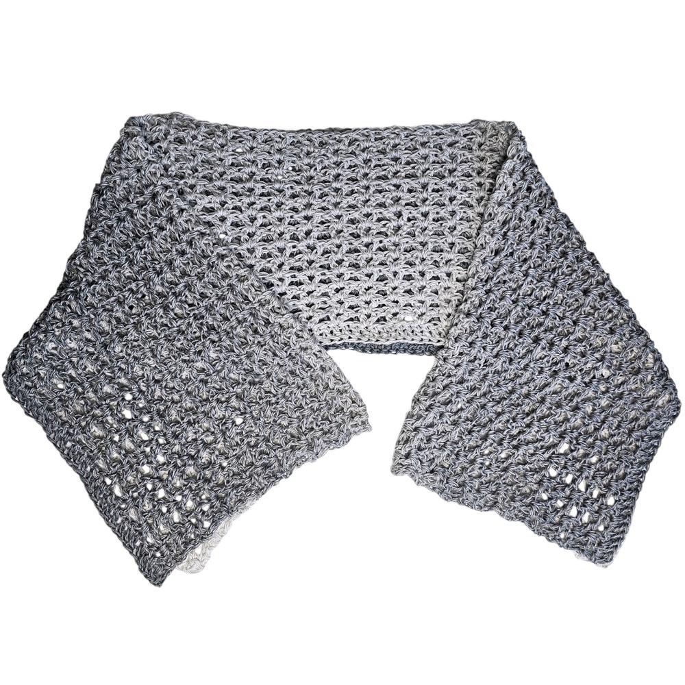 Handmade Crochet Shrug Gray Ombre Open Knit Festival Wrap Shawl - Picture 7 of 11